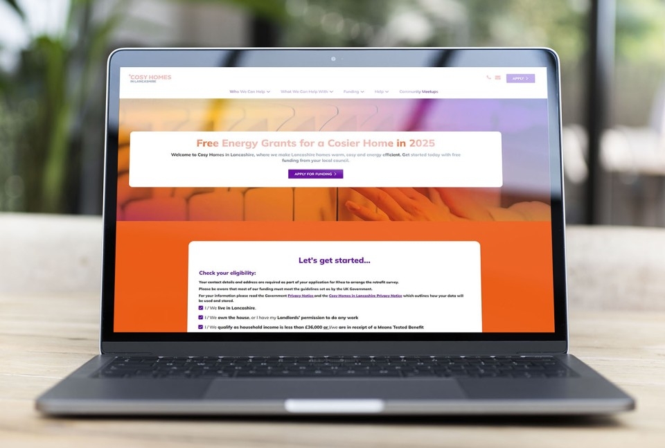 Cosy Homes in Lancashire website on macbook